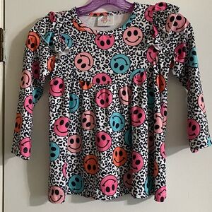 Ruffle girl Colorful Smiley Face Kids Top